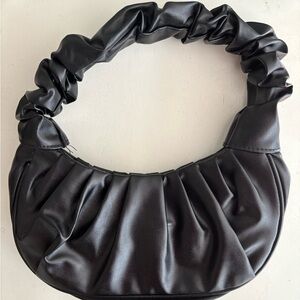 Black Faux Leather Shoulder Bag